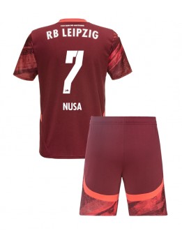 Billige RB Leipzig Antonio Nusa #7 Bortedraktsett Barn 2024-25 Kortermet (+ Korte bukser)